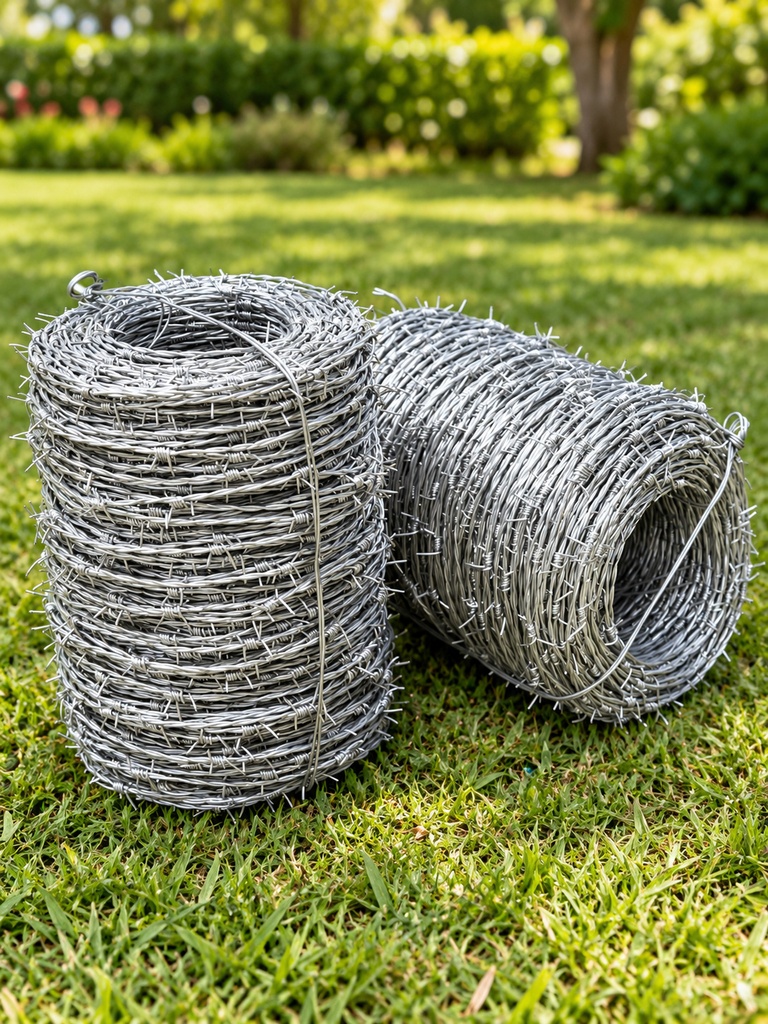 Galvanized barbed wire coils