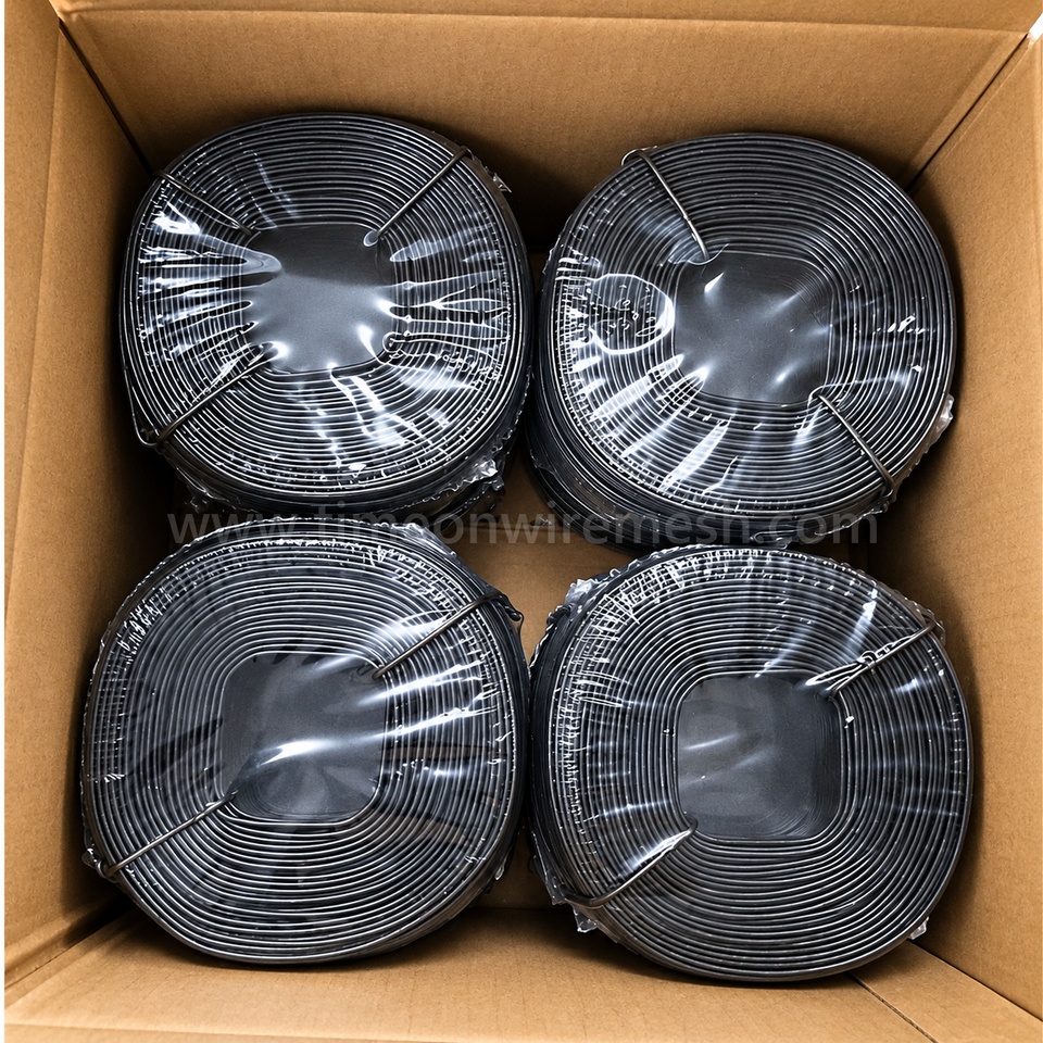 Packaged black annealed wire coils