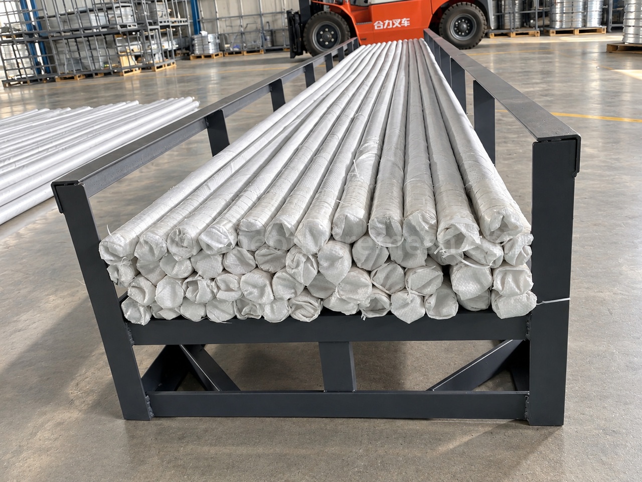 Export-packed galvanized straight cut wire bundles in the factory
